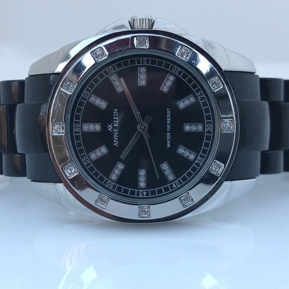 Anne Klein Women Watch Crystal Accents Black Plast - Picture 5 of 8